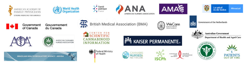 Logos for Global Health Authorities that recognize the proven health benefits of Cannabis.