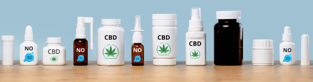 Nitric oxide nasal sprays and CBD tinctures and oils may have synergistic effects.